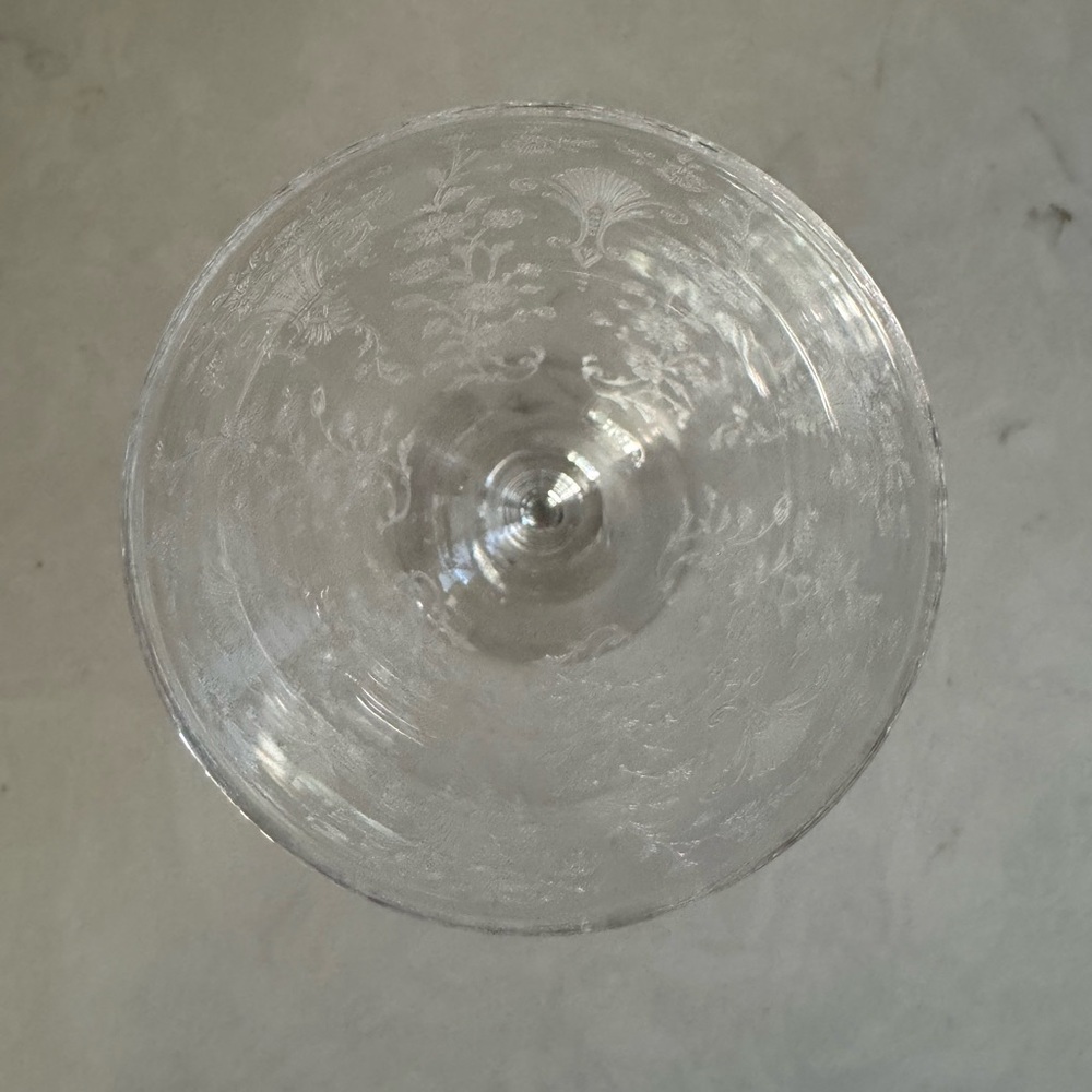 Duncan&Miller First Love Wine Goblet 6 3/4” Vintage Floral Etched Set of 3 - Picture 5 of 10